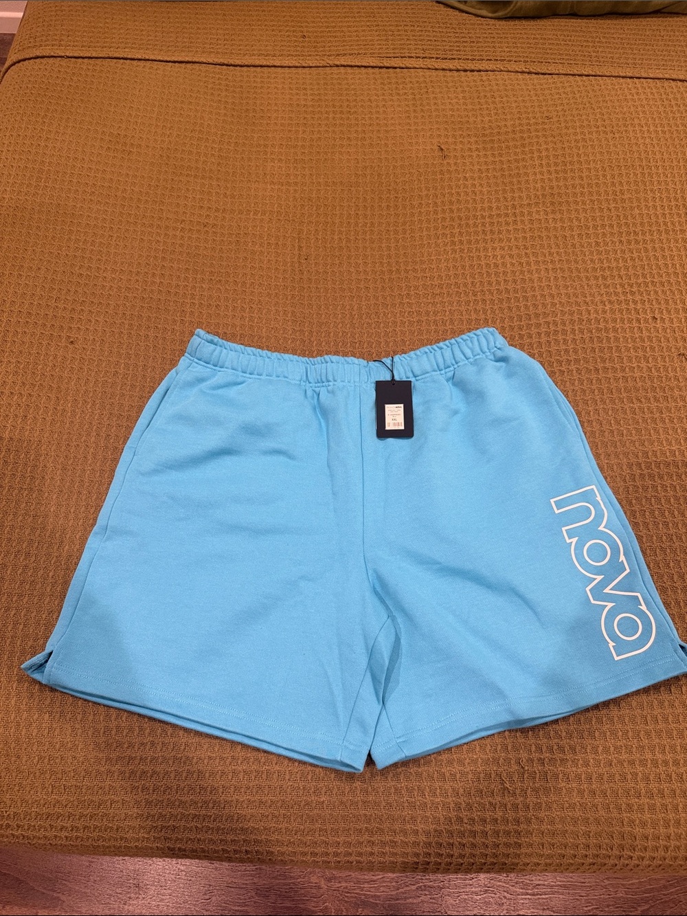 Fashion Nova Light Blue Men's Athletic Shorts with Side Nova Logo
